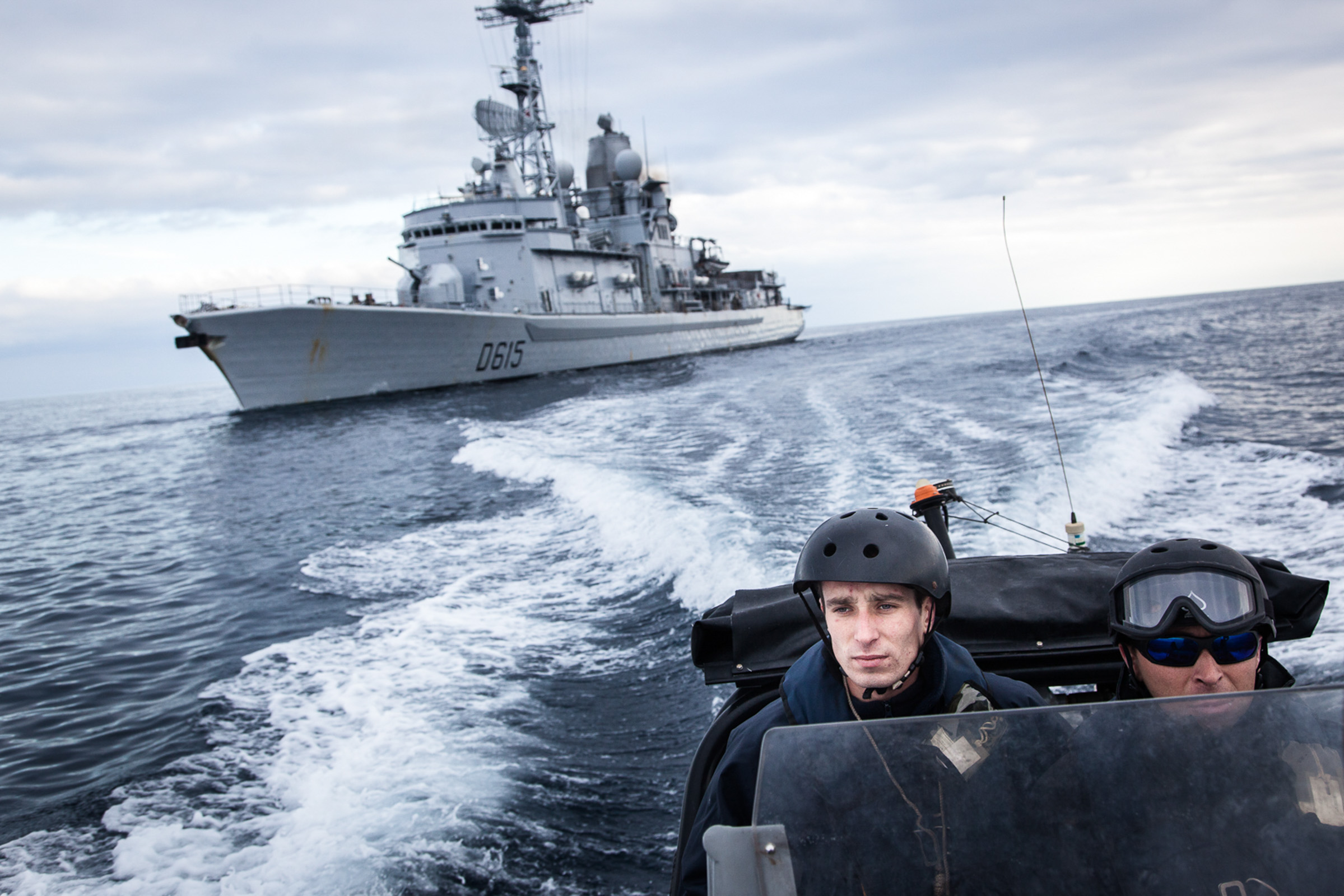 Mer méditerrannée, 03.12.2015. Frégate anti-aérienne le "Jean Bart", au cours d'exercices interarmées.