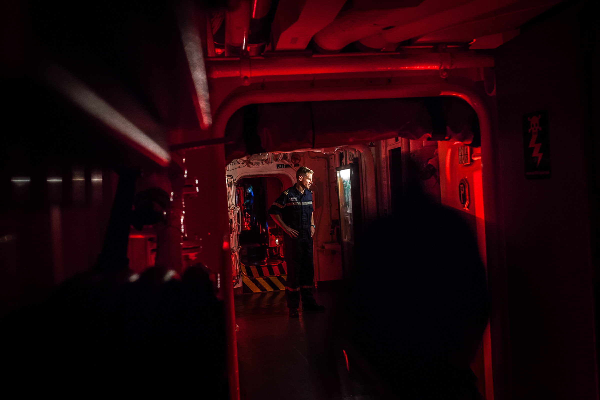 Mer méditerrannée, 30.11.2015. Tour de garde nocturne à bord de la frégate anti-aérienne le "Jean bart".