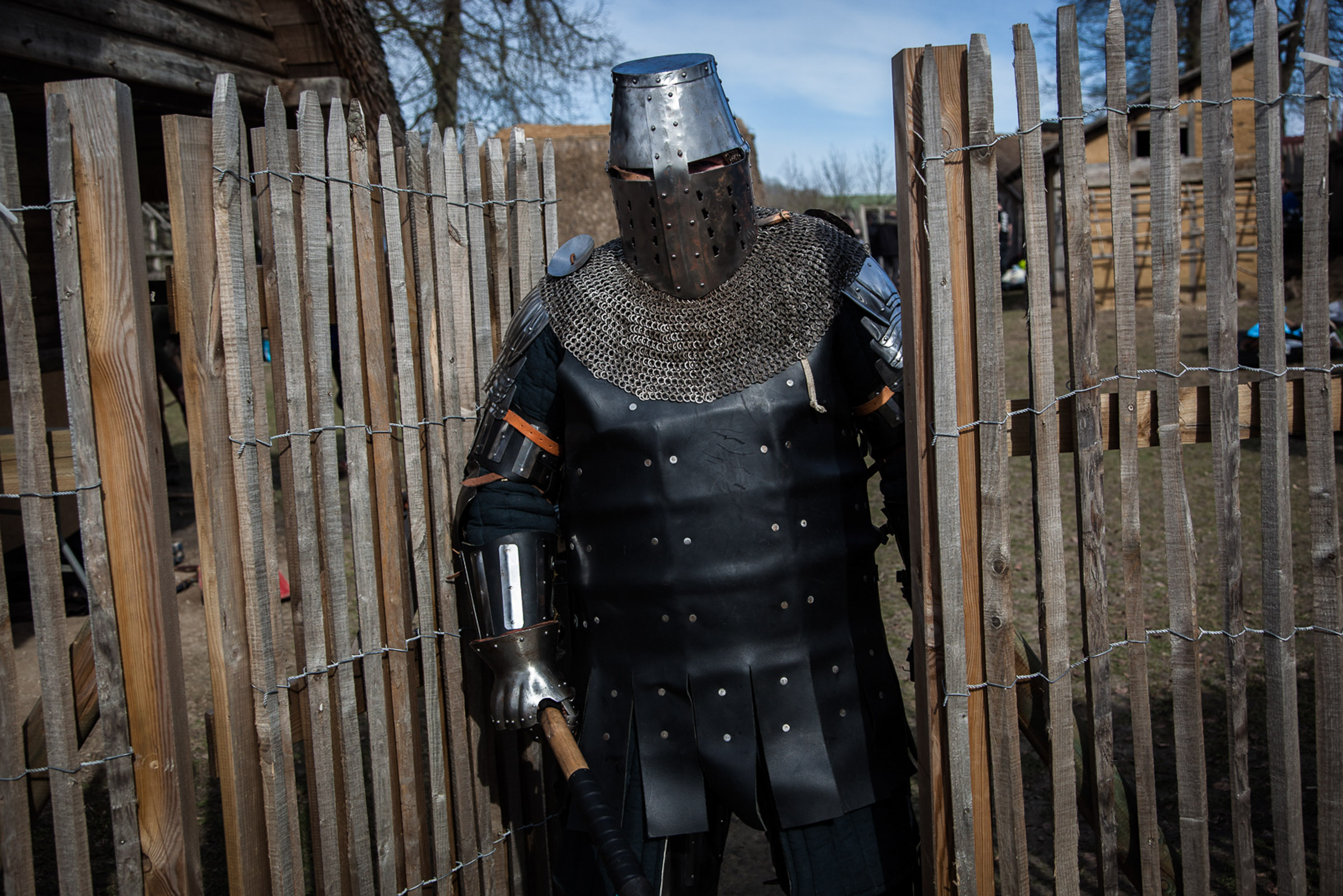 Chateau-Thierry, 7 Mars 2015. Un participant du tournoi de medieval full-contact.

Chateau-Thierry, March 7, 2015. A participant of a medieval full-contact  tournament.