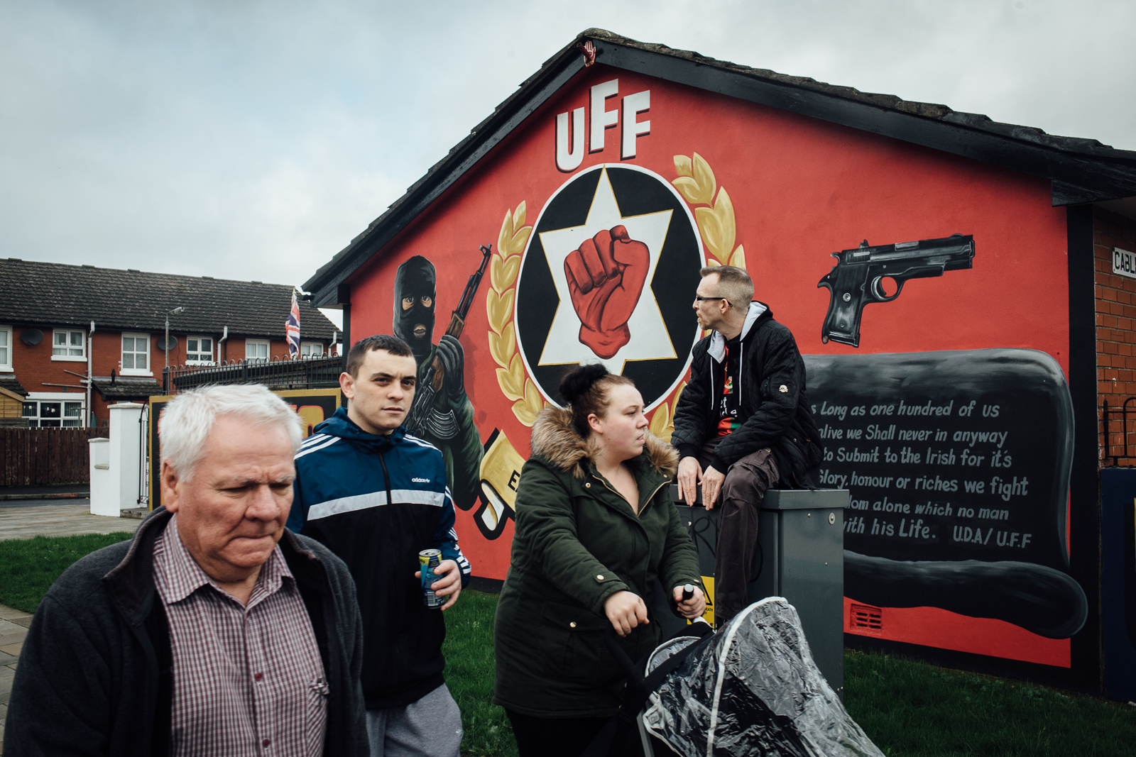 Belfast, le 25 février 2017. Dans le quartier de Belfast Est, principalement loyaliste et protestant. L'UFF est une milice paramilitaire loyaliste